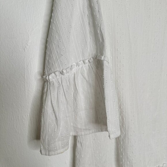 Duffield Lane White Ruffle Swiss Dot Sheer Mini Dress Size M - Picture 2 of 5